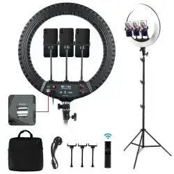 HQ18N 18" LED Soft Ring Light – Adjustable Brightness & Temp, Tripod, Phone Holders & Remote