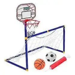 Basketball Backboard, Indoor Outdoor Mini Basketball Soccer System Backboard Football Guard Balls Kit Kids Toy Set