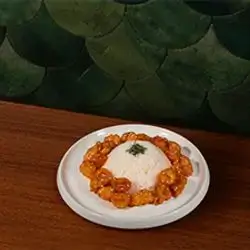 Steamed White Rice With Shrimp Dynamite