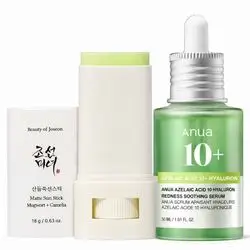 Beauty of Joseon Matte Sun Stick Mugwort + Camelia SPF 50+ PA++++, 18 g and  Anua Azelaic Acid 10 Hyaluron Redness Soothing Serum - 30ml |