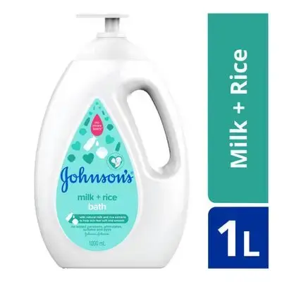 OHNSON'S Baby Milk + Rice Moisturizing Bath Cleanses Without Drying (Washes Away 99.9% Germs) 1000ml//