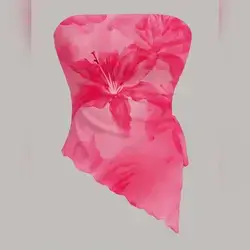 Y91 - Vintage Elegant Side Drawstring Strapless Top - Medium