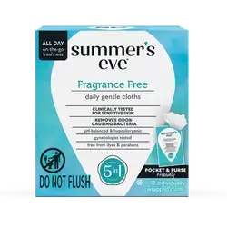 Summer's Eve Fragrance Free Daily Gentle Cloths 12 Individually Wrapped cloths