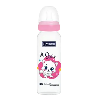 P.P Slim Waist Feeding Bottle 2 From 6-12 Months PINK 240ml OPB-1026 _ Optimal
