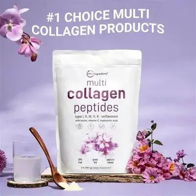Micro Ingredients Multi Collagen Protein Powder, 2lbs – Type I,II,III,V,X with Biotin, Hyaluronic Acid, Vitamin C – Unflavored Collagen Peptides –1 lb 454g
