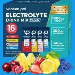 Electrolyte, High Sodium Sugar Free Electrolytes Powder Packets, Hydration Packets with Sodium, Magnesium & Potassium, Vitamins, Zero Calories, Vegan, Keto & Paleo Friendly, 16 packets Electrolytes