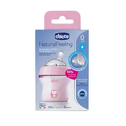 Chicco Natural Filling Plastic Bottle 150 Ml + 0 Month Rose Transparent |