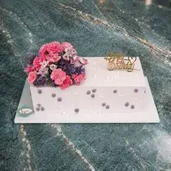 Rectangular cake wiyh nurture flowers 15 people