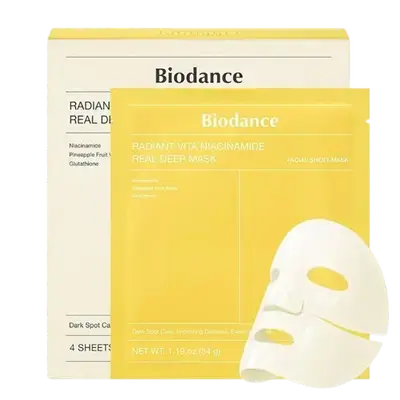 Radiant Vita Niacinamide Real Deep Mask 136g 4 Sheets _ Biodance