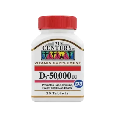 Vitamin D3-50,000IU 20 Tablets _ 21ST CENTURY