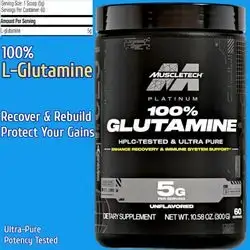 MuscleTech, 100% L-Glutamine Powder, Enhanced Muscle Recovery, Unflavored, L Glutamine, Glutamine, Muscle Growth Builder & Energy Boosting Nutritional Supplement, for Men & Women, 60 Servings, 300g glutamine