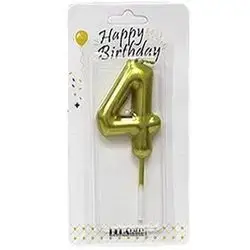 Gold Number 4 Birthday Candle for Cake