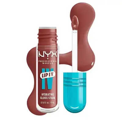 NYX Professional Makeup Lip IV Hydrating Gloss Stain, Lip Gloss Serum, Up to 12HR Hydration, High Pigment, Wet Shine Finish, Hydra Honey
