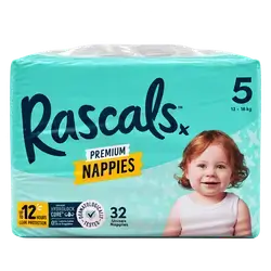 Rascals Premium Baby Tape Diapers Size 5 13-18 Kg 32 Count