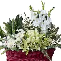 White Flower Basket