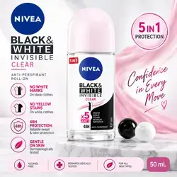 NIVEA Black & White Invisible Clear Anti-Perspirant Roll-On — 50 mL