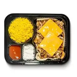 Steak Meal With Mushrooms And Cheese