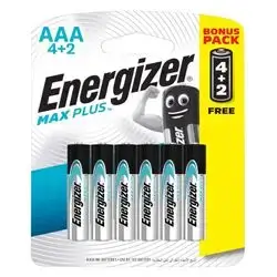 Energizer EP92BPT Max Plus AAA Alkaline Batteries 1.5V 4 Pieces + 2 Pieces Free