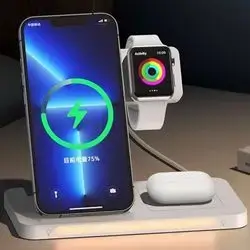 Remax Rp-W60 22W Fast Multifunctional Foldable Desktop 3 in 1 Wireless Charger Desktop Night Light (Phone+Watch+Earbuds)