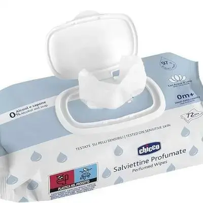 Chicco Perfumed Baby Wipes Alcohol & Soap Free with Cap 0m+, 72pcs 97% WATER
