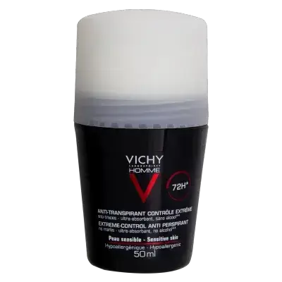 Vichy Homme 72 Hour Deodorant Anti Perspirant Soothing Effect for men 50ml //فيشي أوم مزيل العرق بتحكم قوي على مدار ٧٢ ساعة للرجال ٥٠ مل