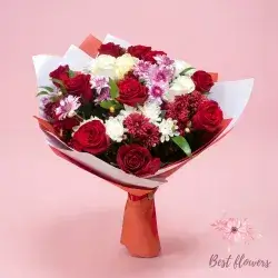 Bouquet Flowers- Pink&Red&White