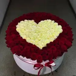 A Box Of White And Red Rose