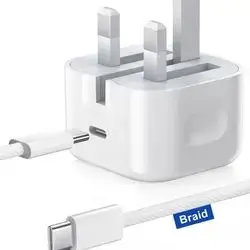 power adapter 20w + cable braid type-c to type-c Original