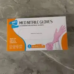 med nitrile gloves (L) powder free , single - use ,non sterile , ambidextrous 100 gloves color; pink
