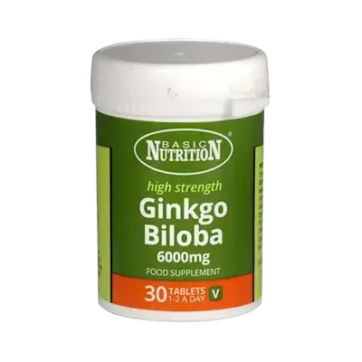 Ginkgo biloba 6000mg 30 Tablets _ BASIC NUTRITION