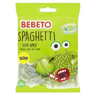 Bebeto Spaghetti Sour Apple Soft Candy Jelly