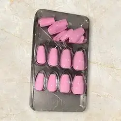 24Pcs/Set Short Oval Pink Color Gloss Press On Nails