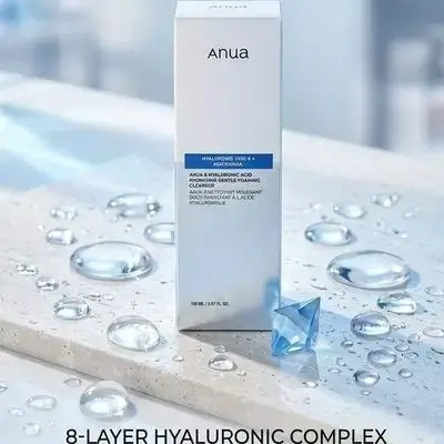 Anua 8 Hyaluronic Acid Hydrating Gentle Foaming Cleanser.