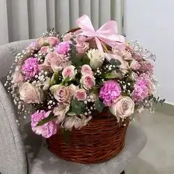 Basket Of Mix Baby Roses