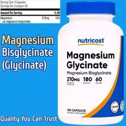 Nutricost, magnesium glycinate, magnesium Bisglycinate, Superior Absorption, Gentle On Stomach, Made in USA, GMP Compliant, 180 Capsules magnesium