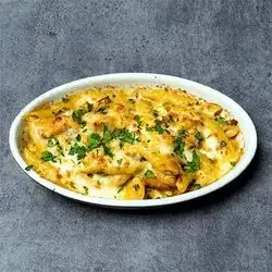 Baked Alfredo with Mozzarella Cheese and Parmesan
