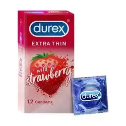 Durex Extra Thin Wild Strawberry Condoms - 12 Pieces