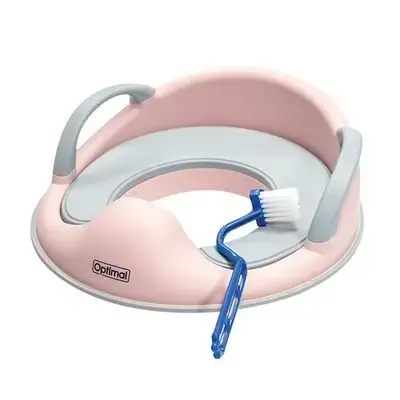 Baby Potty Training Seat with Cushion, Handle, and Cleaning Brush - Pink