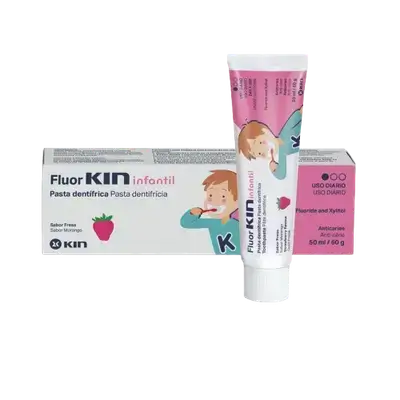 Fluor Kin Toothpaste For Children Enfants Strawberry Flavour 50ml _ Kin