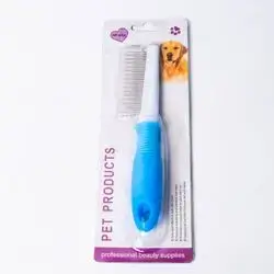 Pet Comb Steel One Side Blue