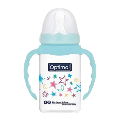 P.P Slim Waist Feeding Bottle with Handle 1 From 0-6 Months BLUE 140ml OPB-1029 _ Optimal