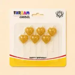 Golden Heart Birthday Candles