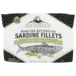 Brunswick Sardines in Olive Oil, 3.75 oz Can - Boneless Butterflied Sardine Fillets - Wild Caught - 17g Protein per Serving - Gluten Free, Keto Friendly