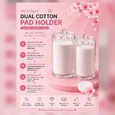 Dual Acrylic Cotton Pad Holder with 2 Compartments