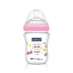 Mamilla Extra Wide Neck Double Anti-Colic Feeding Bottle 300ml (+0) - Pink