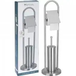 2in1 Bathroom Stainless Steel Toilet Roll Holder & Toilet Brush 80Cm