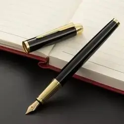 Brass fountain pen with blue ink box gift