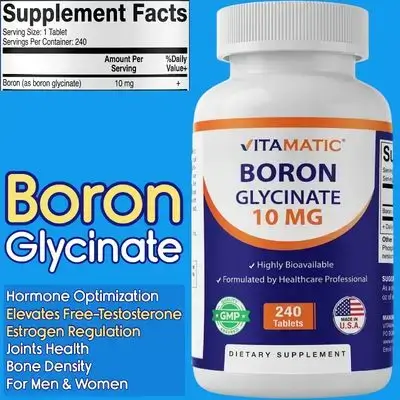 Chelated Boron Glycinate, 10mg, Boron, Powerful Mineral, Supports Hormone Balance, Free Testosterone, Bone Health & Connective Tissue, 240 Tablets Boron