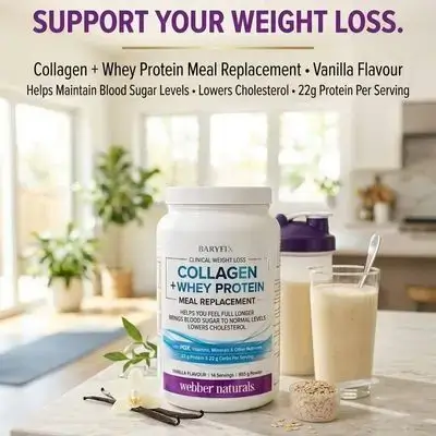 Collagen + Whey Protein Meal Replacement webber naturals (Vanilla Flavour 14 servings 855g)