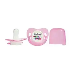 Round Nipple Silicone Pacifier with Cover (+0) - Pink